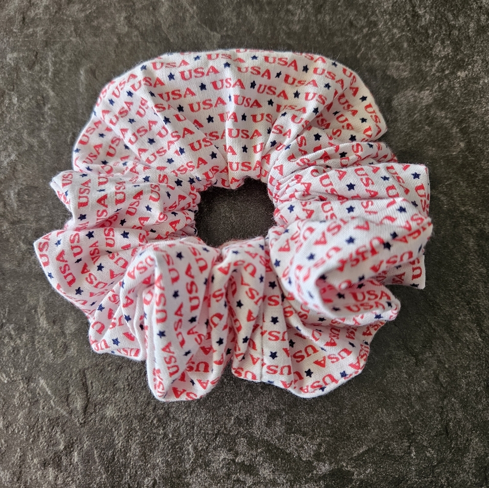 White USA scrunchie